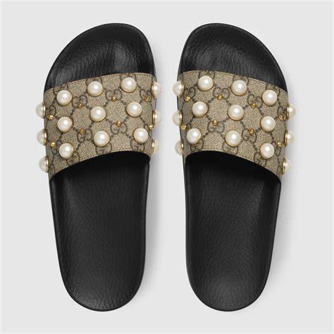 2200.00 guccy slide white pearls|Gucci Slides for Women .